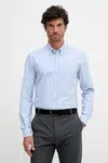 Bavlněná košile BOSS pánská, tmavomodrá barva, slim, 50544951
