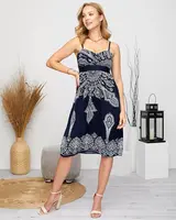 Resti Patterned women's short dress in navy blue - Clothing