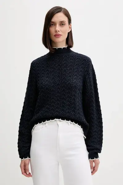 Svetr Pepe Jeans dámský, tmavomodrá barva, s pologolfem, PL7000016