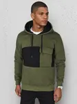 Pánská khaki mikina s kapucí
