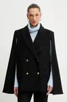 Sako s přídavkem vlny Twinset černá barva, 252TS2130
