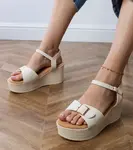 Gemre Beige women's sandals with decorative buckle Sarni