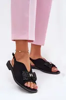 S. BARSKI Dámské Sandály S Mašlí Na Plochém Podpatku S.Barski