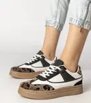 Gemre Black and white sneakers with leopard print accents Meril