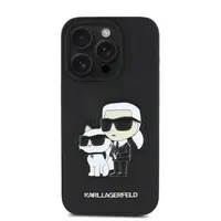 Zadní kryt Karl Lagerfeld PU Saffiano Karl and Choupette pro Apple iPhone 15 Pro, černá