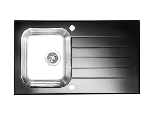 Alveus Glassix - Drez 86x50 cm, s ovládaním odtoku, čierne sklo/nerezová 1099450