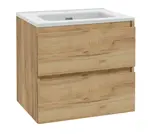 kielle Nefia - Skříňka včetně umyvadla, 60x55x46 cm, 2 zásuvky, zlatý dub 50027S621