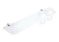 Nimco Bormo - Polička s pohárikmi a frézovanými otvormi, dĺžka 50 cm, matný plexiglass/chróm BR X350-58DW-26