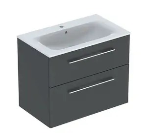 Geberit Selnova Square - Umývadlová skrinka 64x79x48 cm, s umývadlom, 2 zásuvky, lávová mat 501.241.00.1