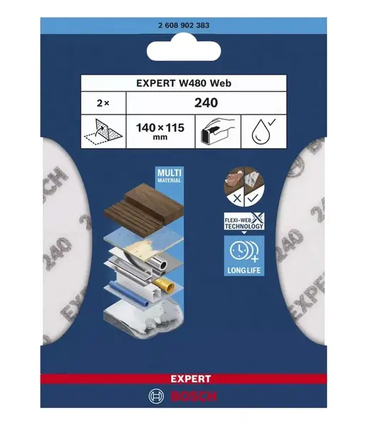 Bosch Príslušenstvo - Brúsny papier P240, 115x140 mm, 2 ks 2608902383