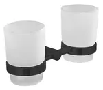 Aqualine Samba - Dvojitý držák kartáčků a pasty, mléčné sklo/matná černá SB205