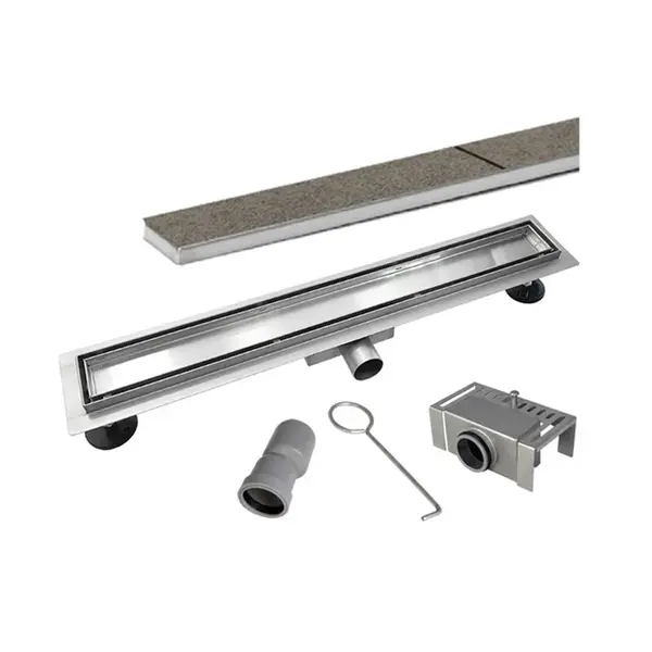 Mereo Odtokové žlaby - Nerezový žlab s roštem Tile, 90x7 cm CZ133