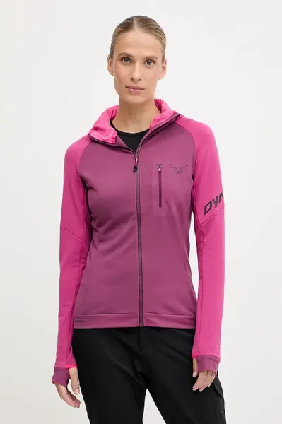 Sportovní mikina Dynafit Radical Polartec zelená barva, s kapucí, vzorovaná, 08.0000071123