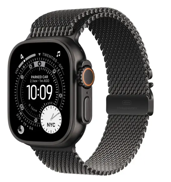 APPLE Watch Ultra 3 GPS + Cellular 49mm černý titan - černý titanový milánský tah - S