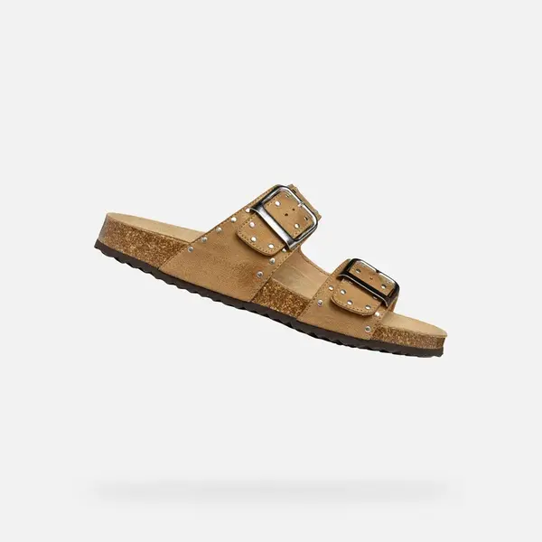 Krémové dámské pantofle Geox Brionia R - Dámské