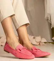 Gemre Pink women's perforated loafers with ornament Mensory