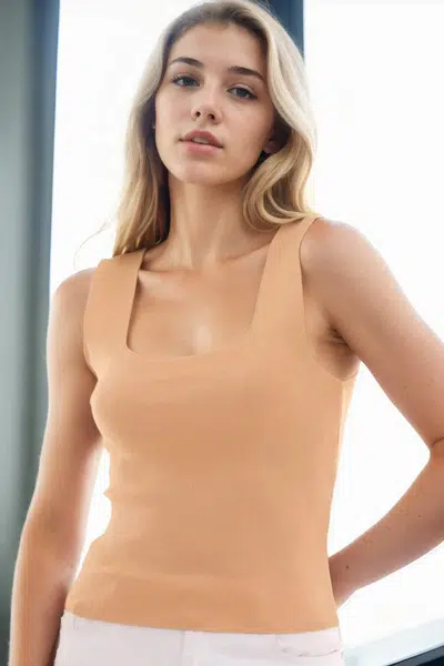60108 Dewberry Womens Sleeveless Blouse - Strappy Tank Top-BEIGE