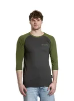 Meatfly pánské tričko s dlouhým rukávem Reagan Raglan Olive / Charcoal Heather | Šedá | Velikost M | 100% bavlna