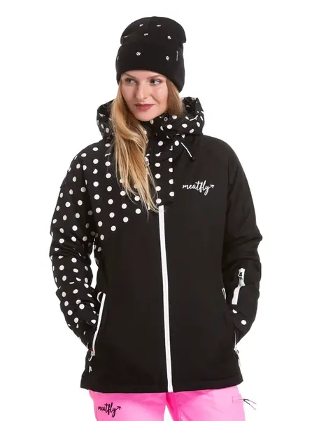 Meatfly dámská SNB & SKI bunda Deborah Black/White Dot | Černá | Velikost XS
