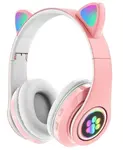 Cat Ear Bluetooth sluchátka s mikrofonem pro děti, růžové