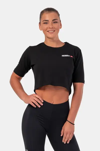 Nebbia Minimalist Logo NEBBIA crop top 600 , černá, M