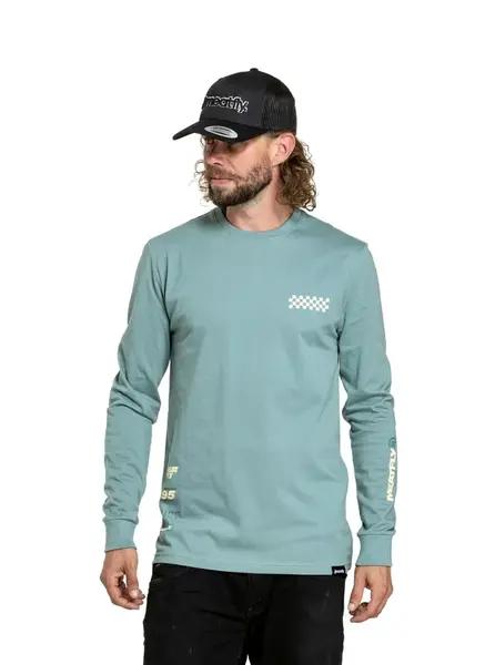 Meatfly pánské tričko s dlouhým rukávem Appex Dusty Mint | Modrá | Velikost M | 100% bavlna