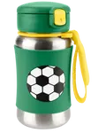 SKIP HOP Spark Style Láhev s brčkem na vodu nerez Fotbal 12m+, 350 ml