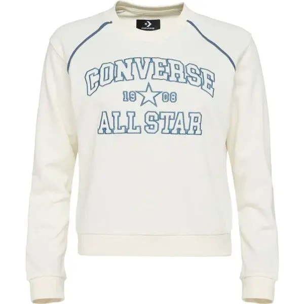 Converse RETRO CHUCK CREW Dámska mikina, béžová, veľkosť