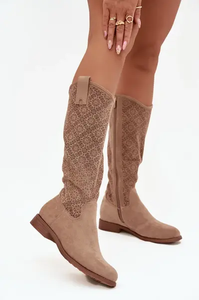 S. BARSKI Dámske čižmy s perforáciou na nízkom opätku S.Barski