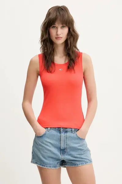 Top Tommy Jeans oranžová farba, DW0DW20673