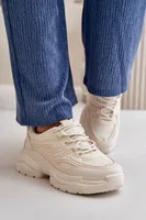 Boto Dámské Sportovní Boty Sneakersy Na Masivní Podešvi Světle Béžové Lerista