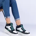 Gemre Black and white women's sports platform sneakers Sunline