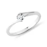 Špirálový prsteň z bieleho zlata s diamantom KLENOTA