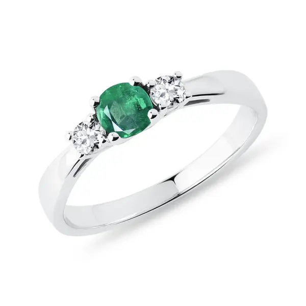 Smaragdový prsteň z bieleho zlata s diamantmi KLENOTA