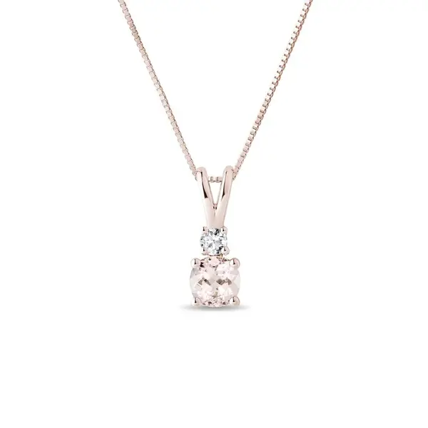 Morganitový náhrdelník z ružového zlata s diamantom KLENOTA