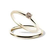 Set prsteňov s champagne diamantom v žltom zlate KLENOTA