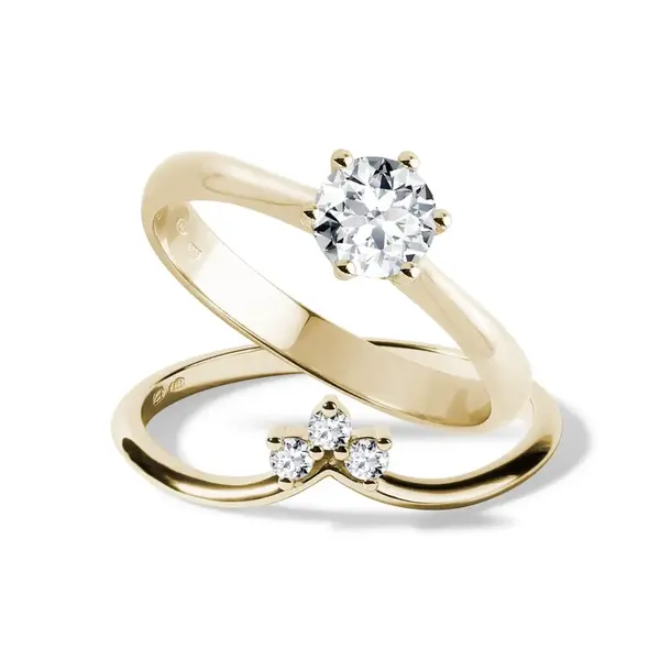 Set prsteňov zo žltého zlata  s lab grown diamantom KLENOTA