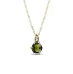 Zlatý náhrdelník s vltavínom a diamantmi KLENOTA