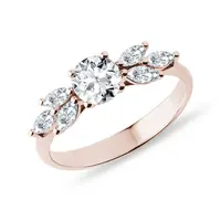 Úchvatný diamantový prsteň z ružového 14 kt zlata KLENOTA