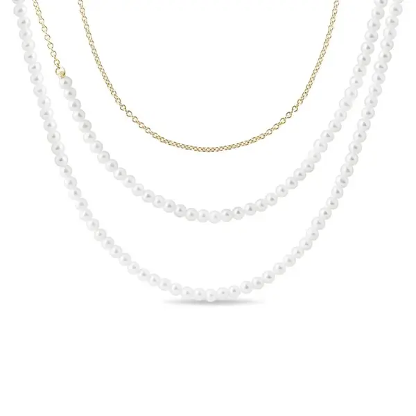 Šnúra zo sladkovodných perál a zlata v dĺžke 85 cm KLENOTA