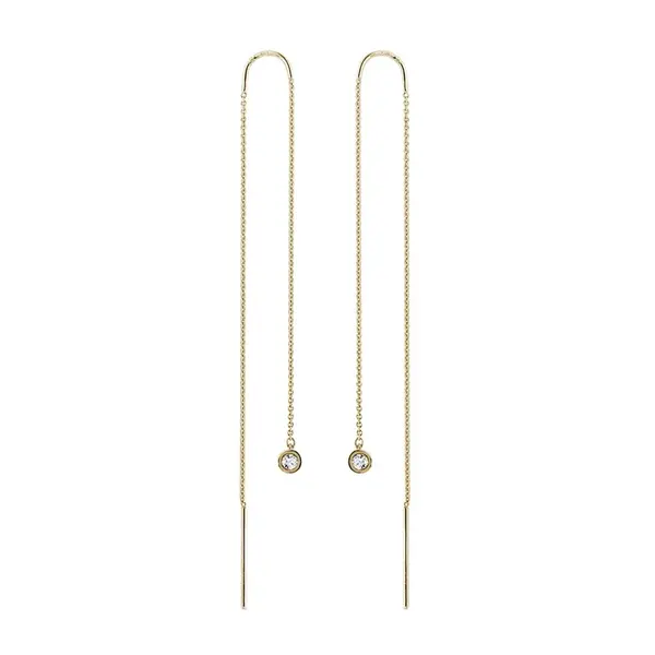 Zlaté visiace náušnice s bezel diamantmi KLENOTA