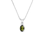 Náhrdelník z bieleho zlata s vltavínom a briliantom KLENOTA