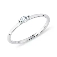 Minimalistický prstienok z bieleho zlata s diamantom KLENOTA