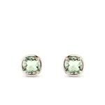 Náušnice z ružového zlata so zeleným ametystom KLENOTA