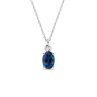 Náhrdelník se safírem a bezel diamantem v bílém zlatě KLENOTA