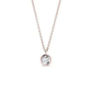 Bezel přívěsek s diamantem v růžovém zlatě KLENOTA