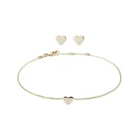 Set srdíčkových náušnic a náramku ve žlutém 14k zlatě KLENOTA