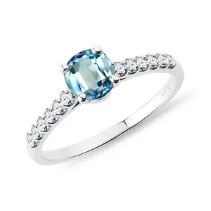 Zlatý prsten s topazem a diamanty KLENOTA