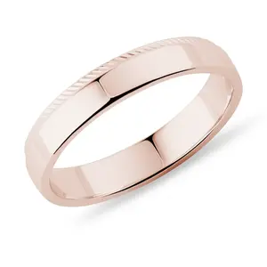 Pánský prsten s úpravou milgrif v růžovém 14k zlatě KLENOTA