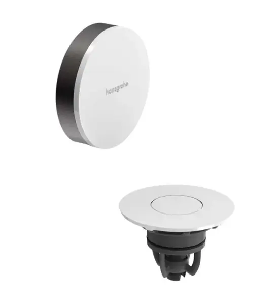 Hansgrohe Flexaplus - Vrchná súprava k vaňovej odtokovej a prepadovej súprave s napúšťaním, Push-Open, kefovaný čierny chróm/vysoko lesklá biela 58187